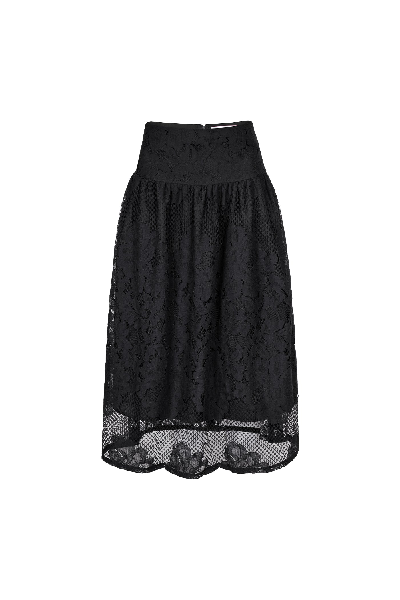 ★LUV IS TRUE★ CURVED L LACE MIDI SKIRTBLACK CURVED L LACE MIDI SKIRT (BLACK) - LUVISTRUE | 60% - Asian