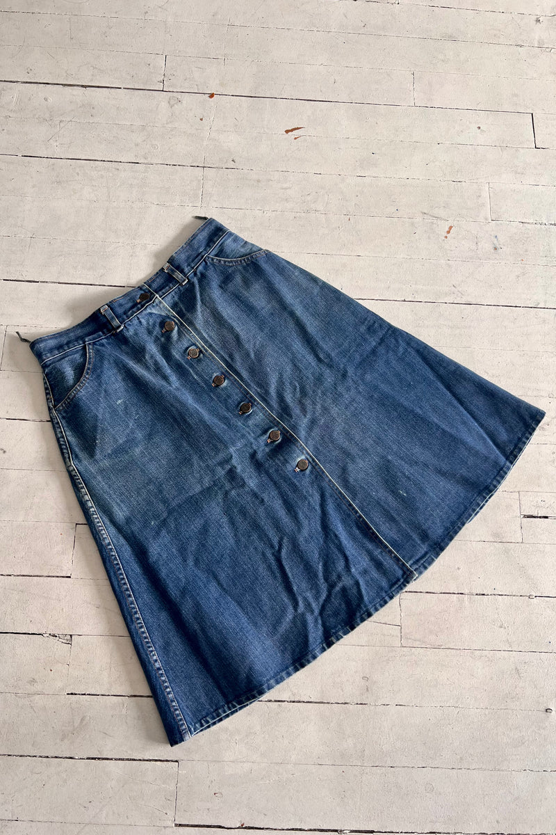 VINTAGE 70's denim A line skirt - XL