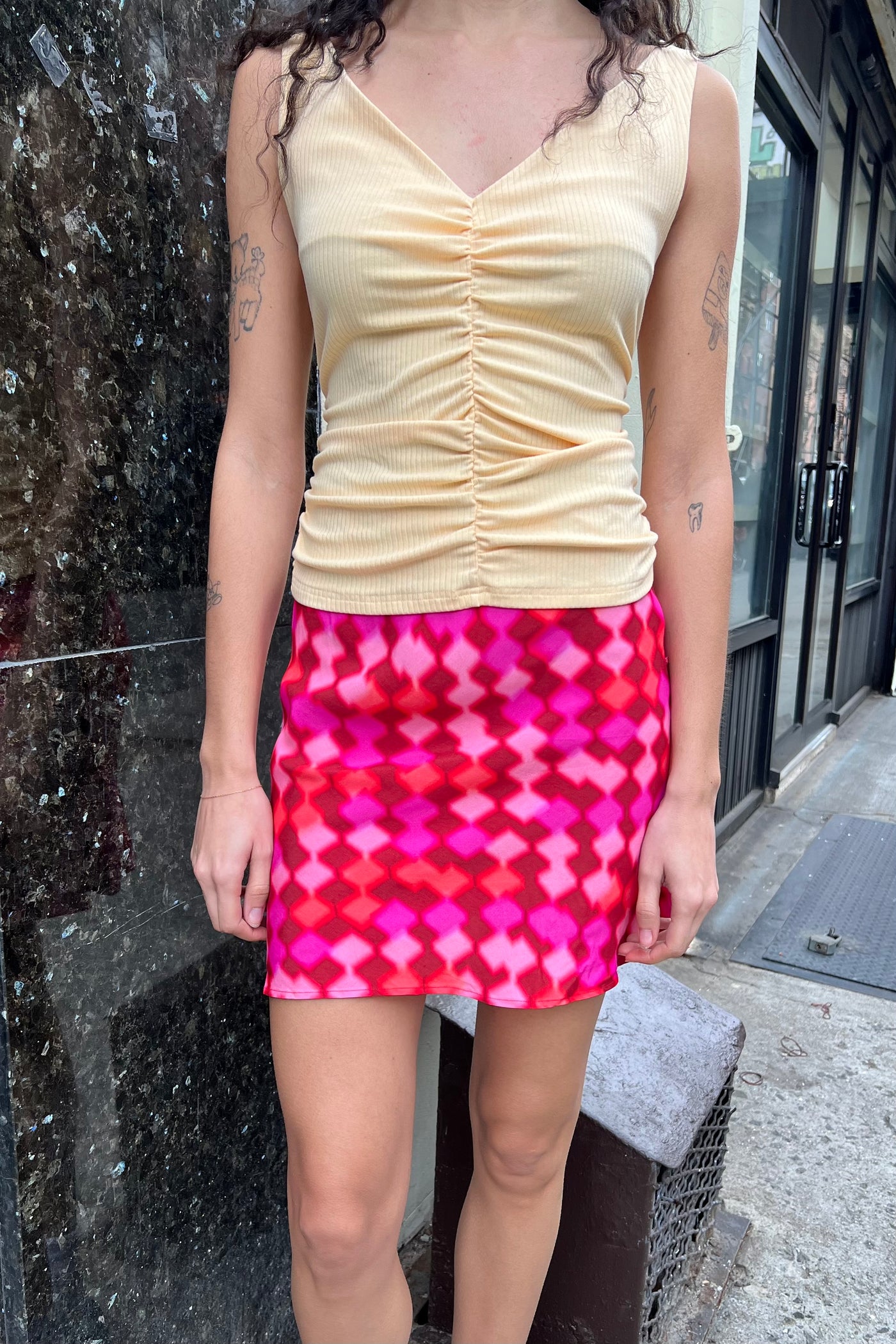 Mini Slip Skirt Sample - Petal Check