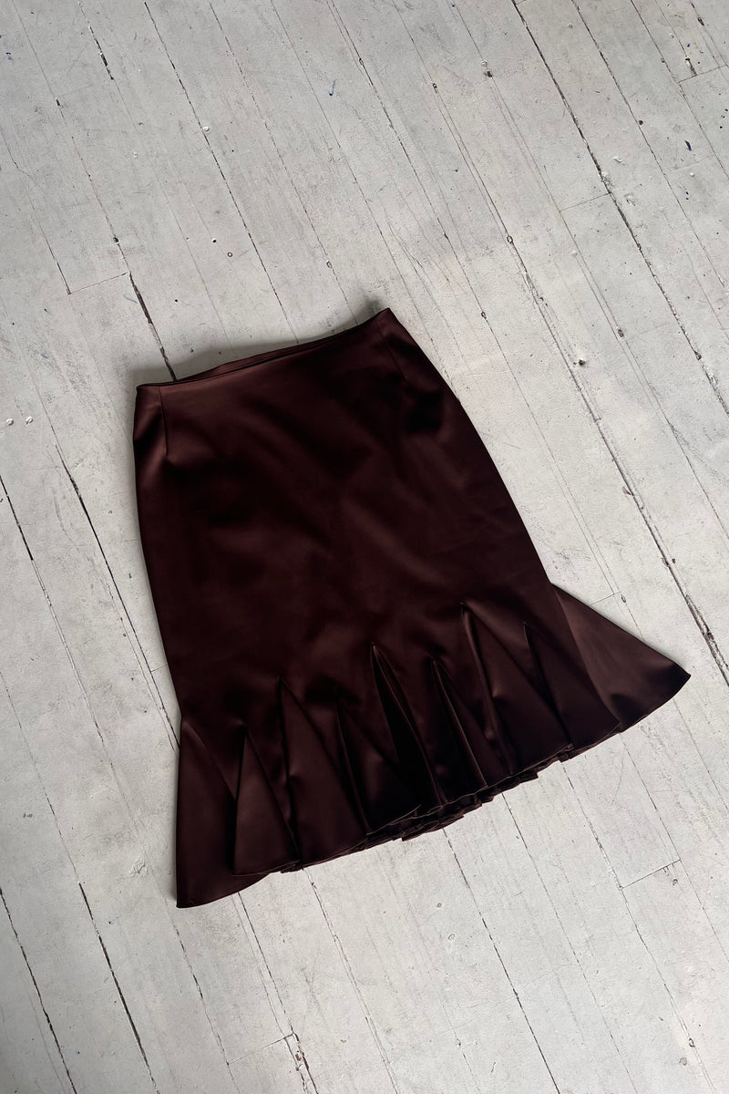 VINTAGE Y2K chocolate fishtail midi skirt - M