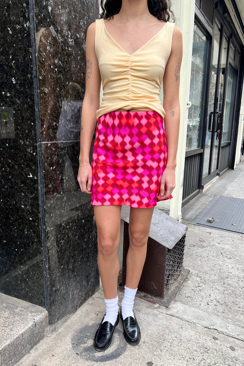 Mini Slip Skirt Sample - Petal Check