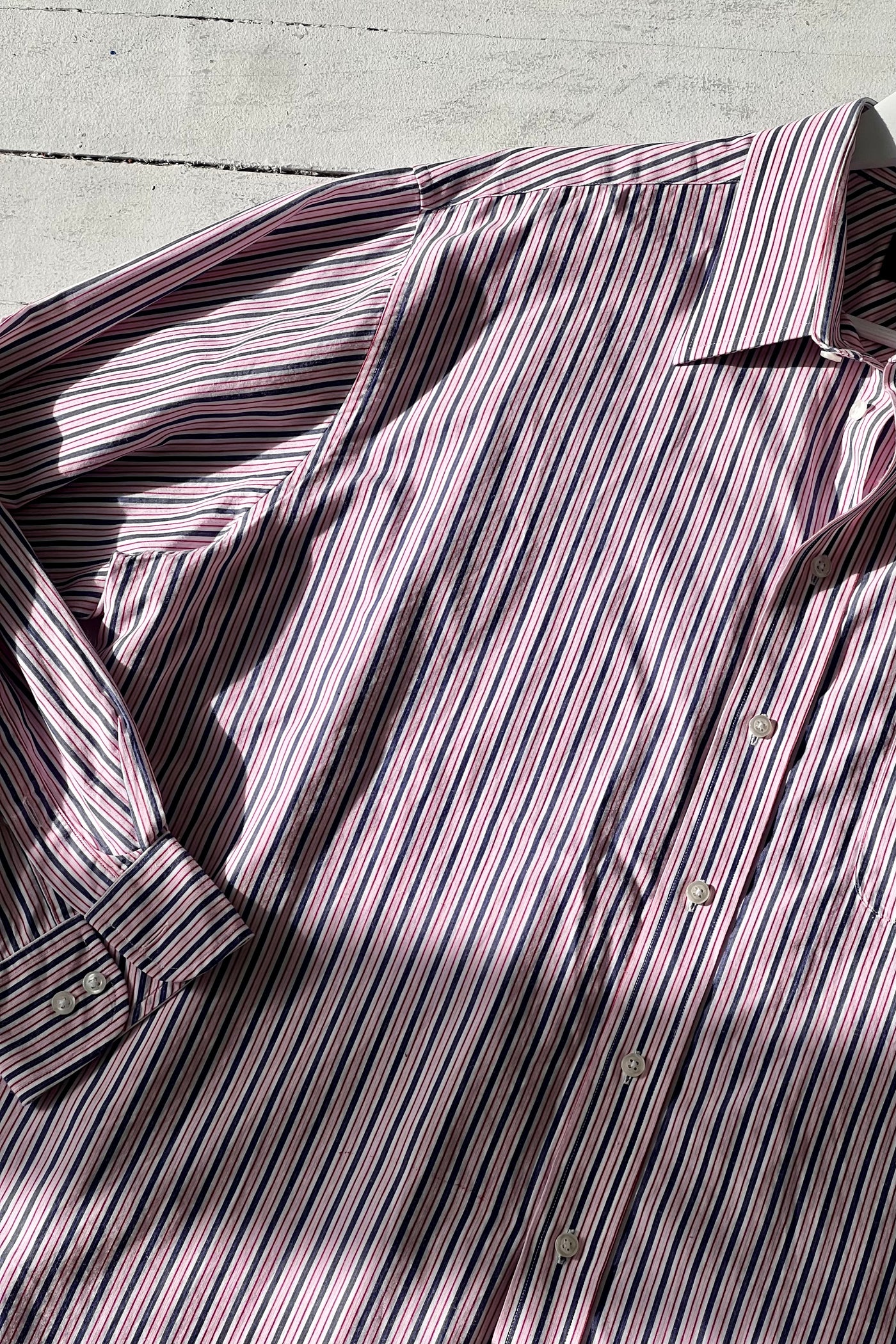 VINTAGE 90's pink and blue striped button up - 1X/3X