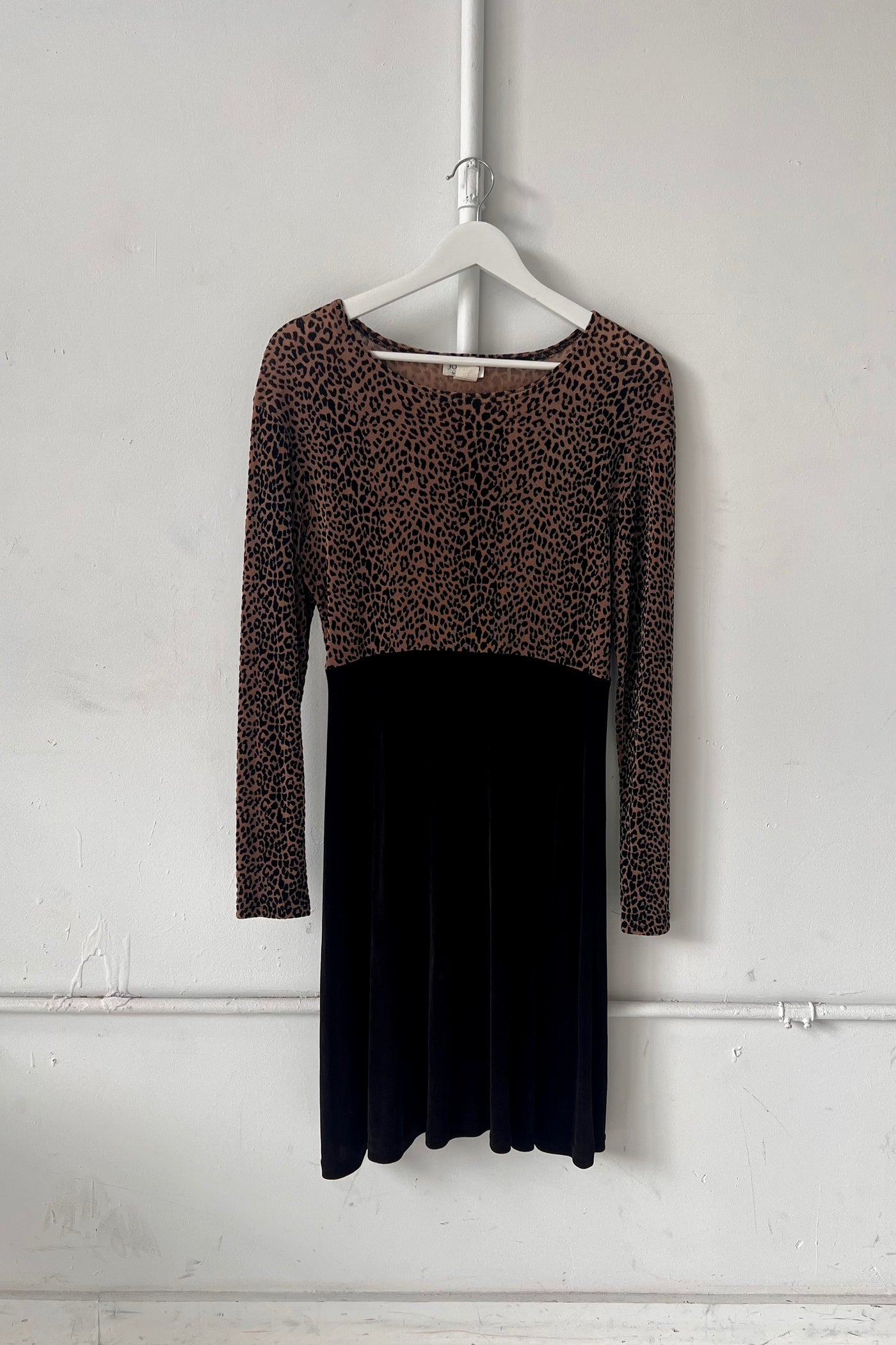 VINTAGE 90's long sleeve leopard dress - M/L