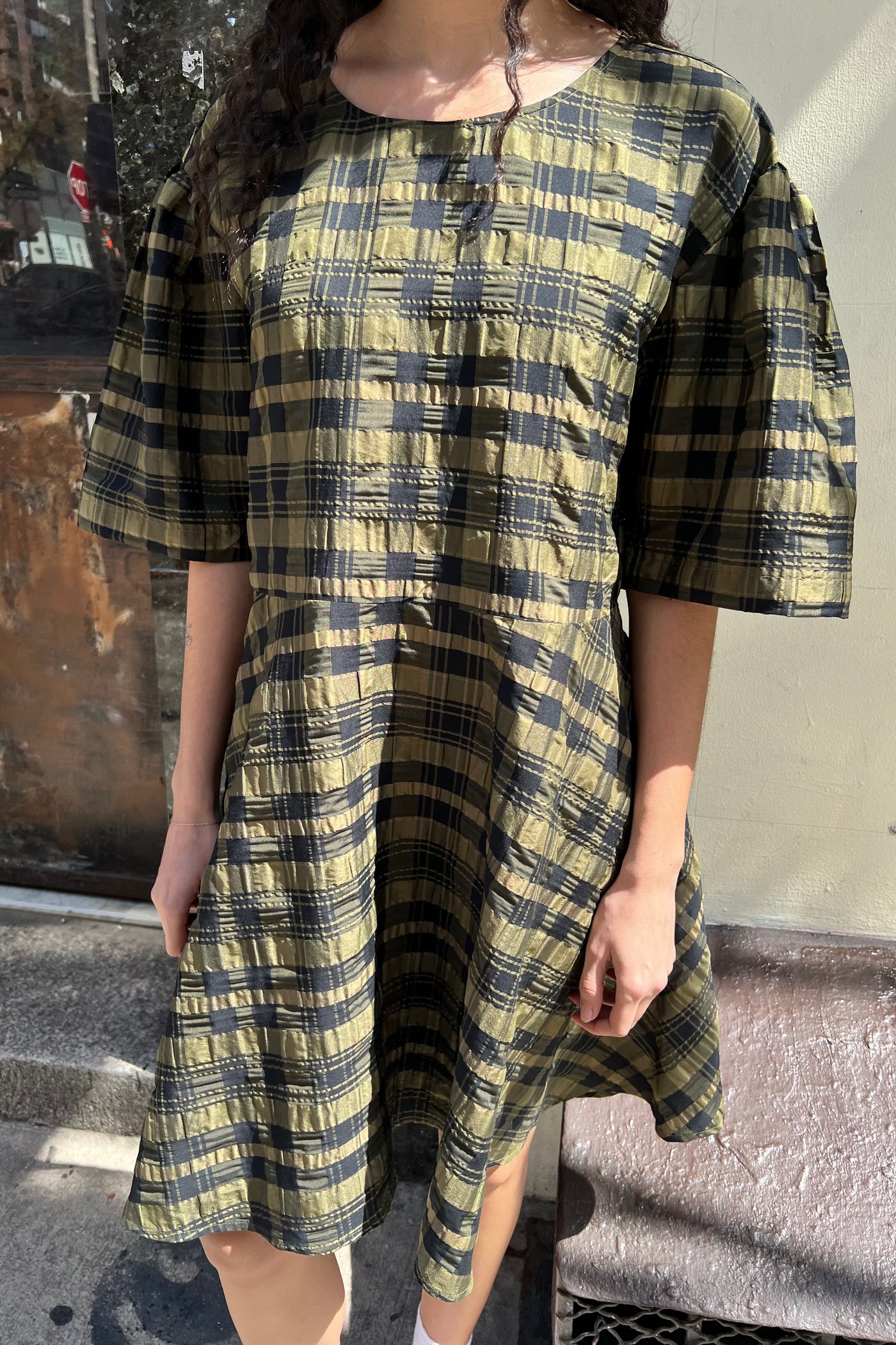 Zola Dress Sample - Green Weave