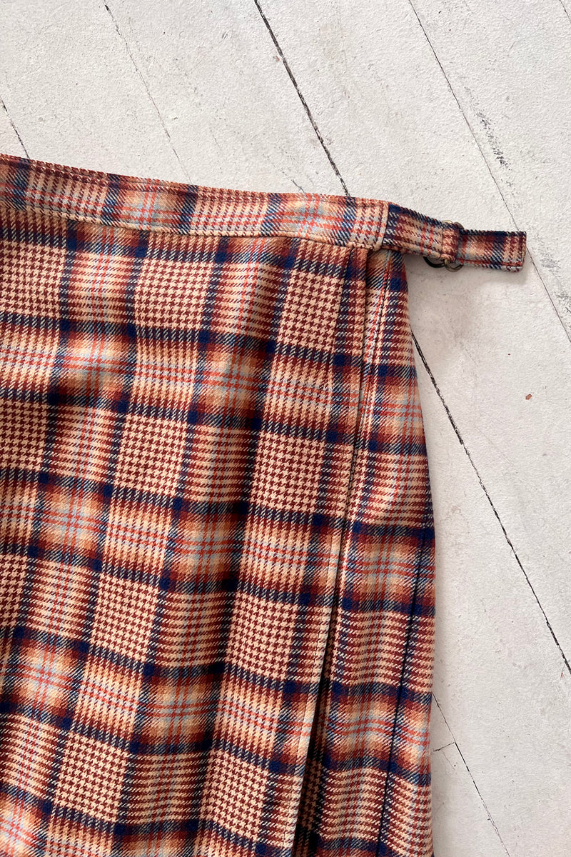 VINTAGE 70's pendleton plaid wool wrap skirt - S