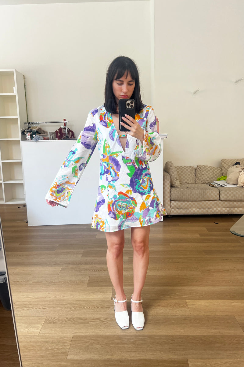 Floral Long Sleeve Sheer Dress Sample