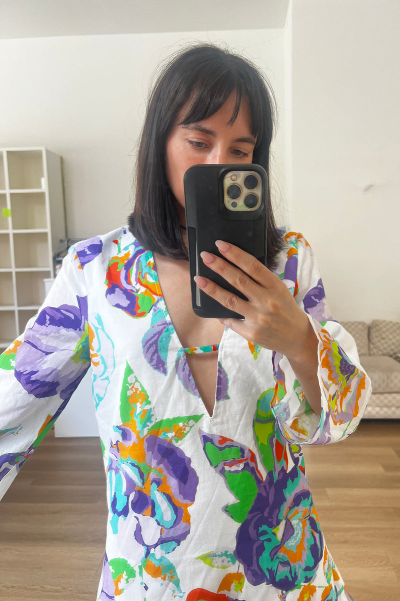 Floral Long Sleeve Sheer Dress Sample