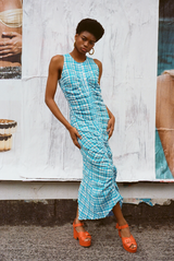 Josephine Dress - Ocean Gingham