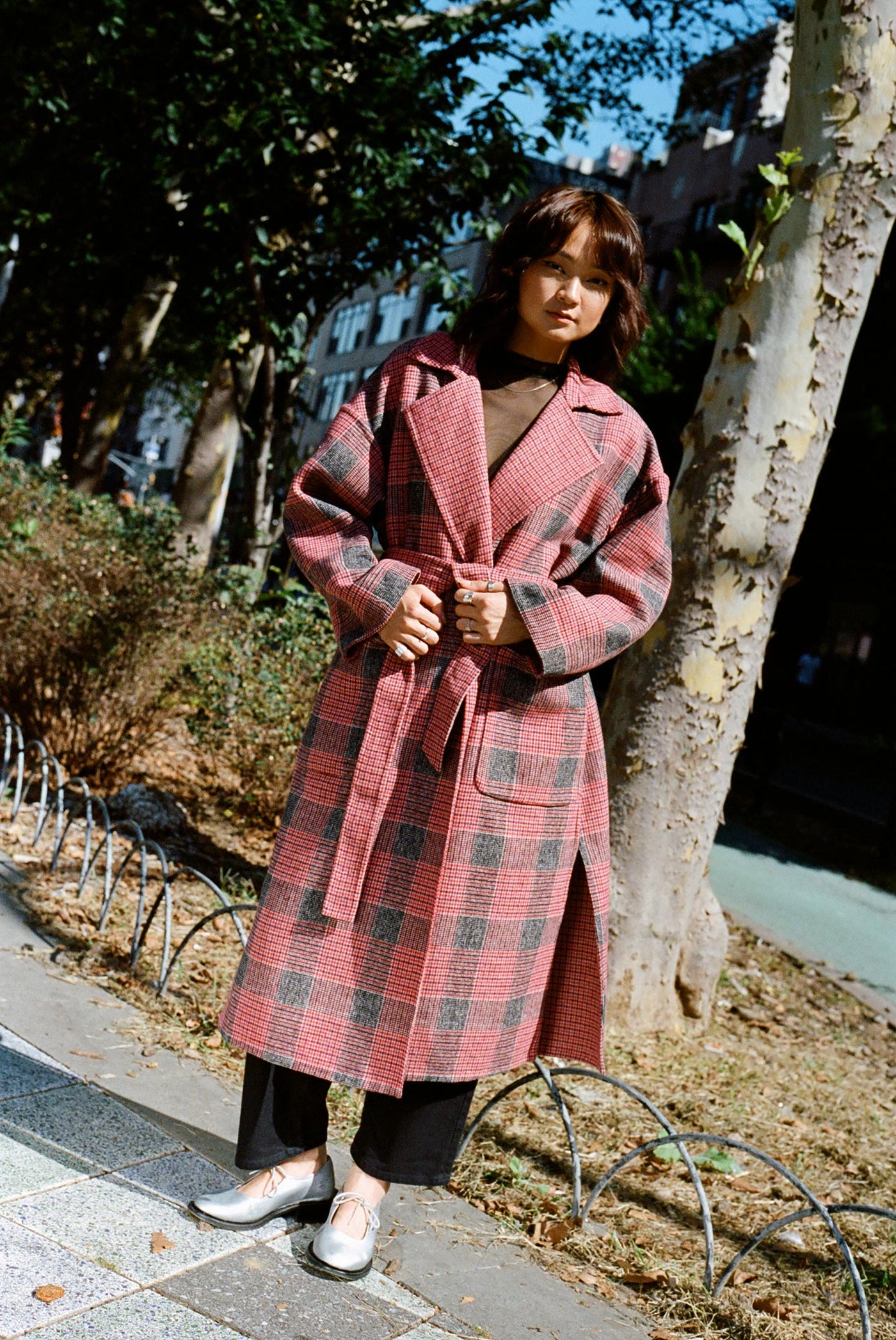 Roberta Trench - Lipstick Houndstooth