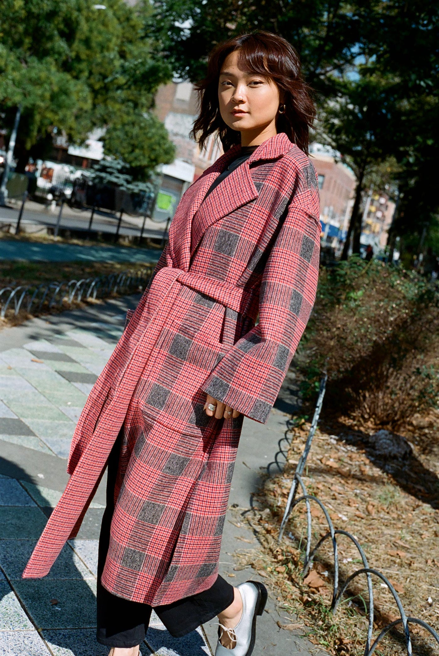 Roberta Trench - Lipstick Houndstooth