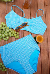 Scoop Bikini Top - Ocean Micro Gingham