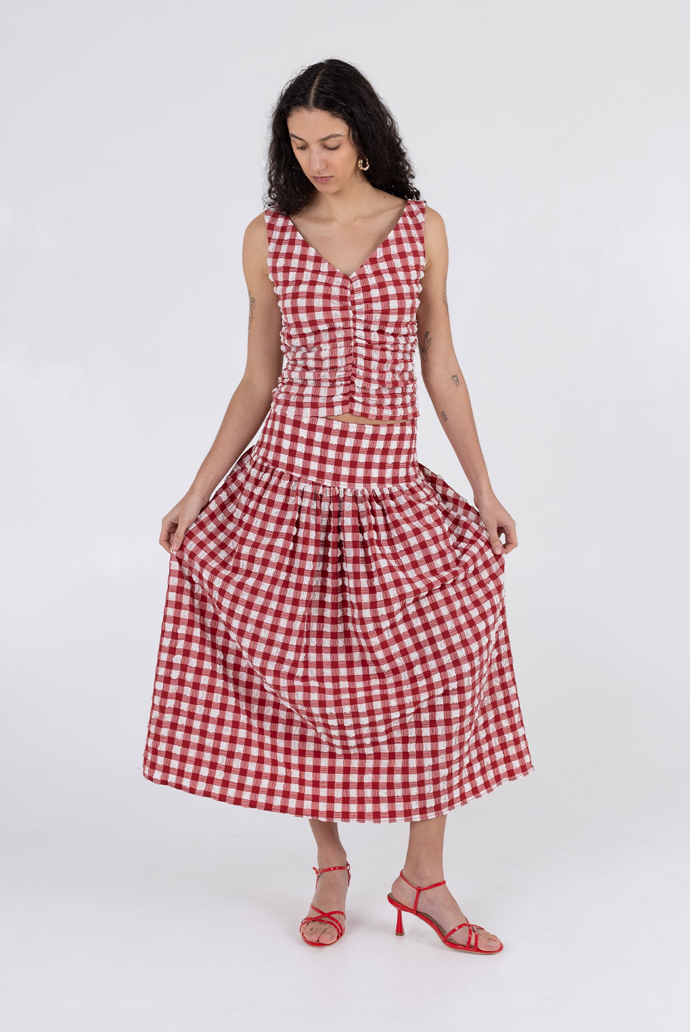 Lulu Skirt - Lipstick Check