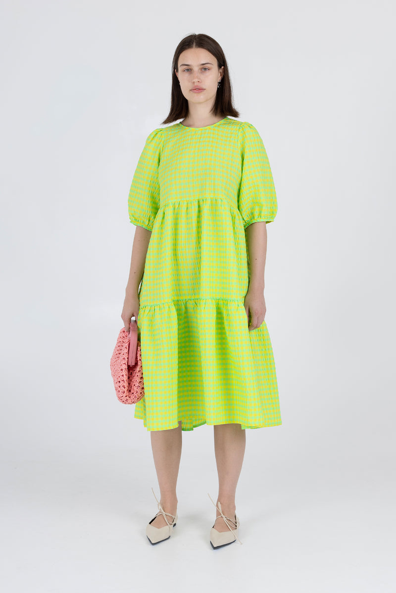 Rosemary Dress - Acid Apple Gingham