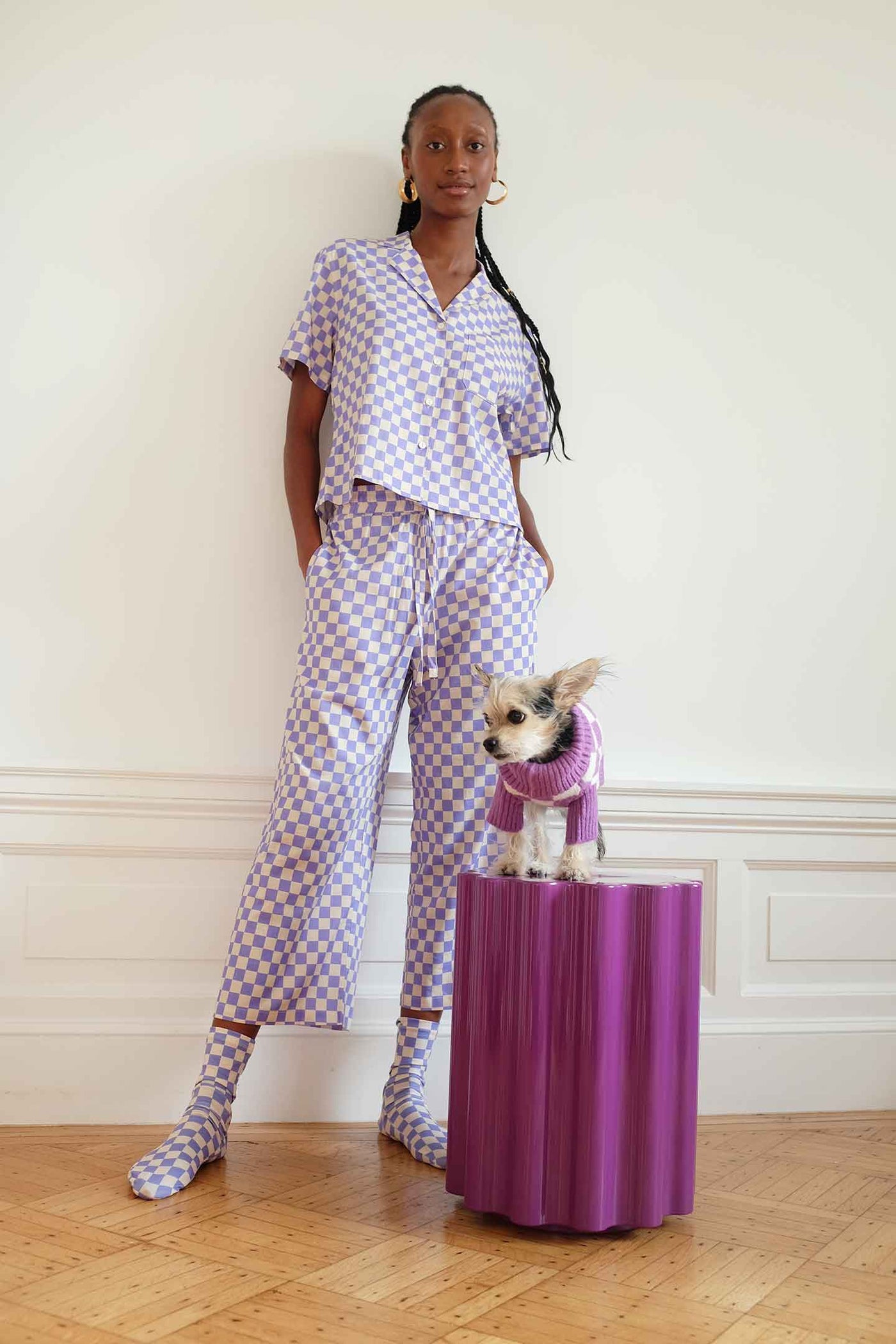 Long Lounge Set - Lilac Check WRAY 