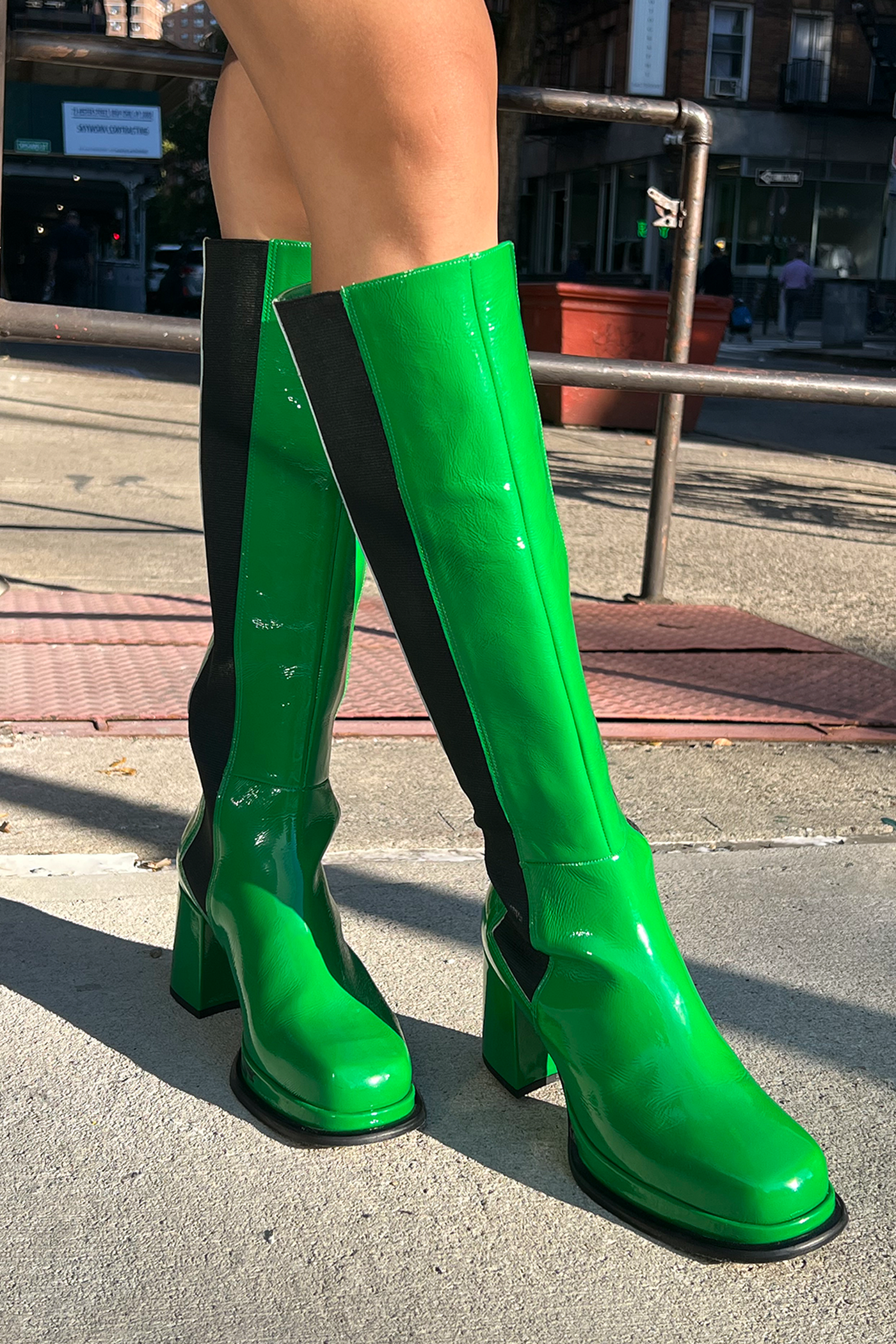 Green high top knee boots