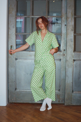 Long Lounge Set - Pistachio Check