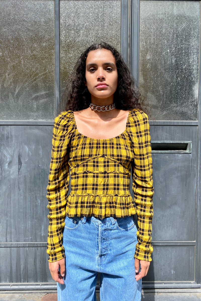Salma Top - Gold Plaid