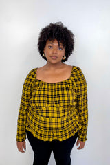 Salma Top - Gold Plaid