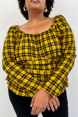 Salma Top - Gold Plaid