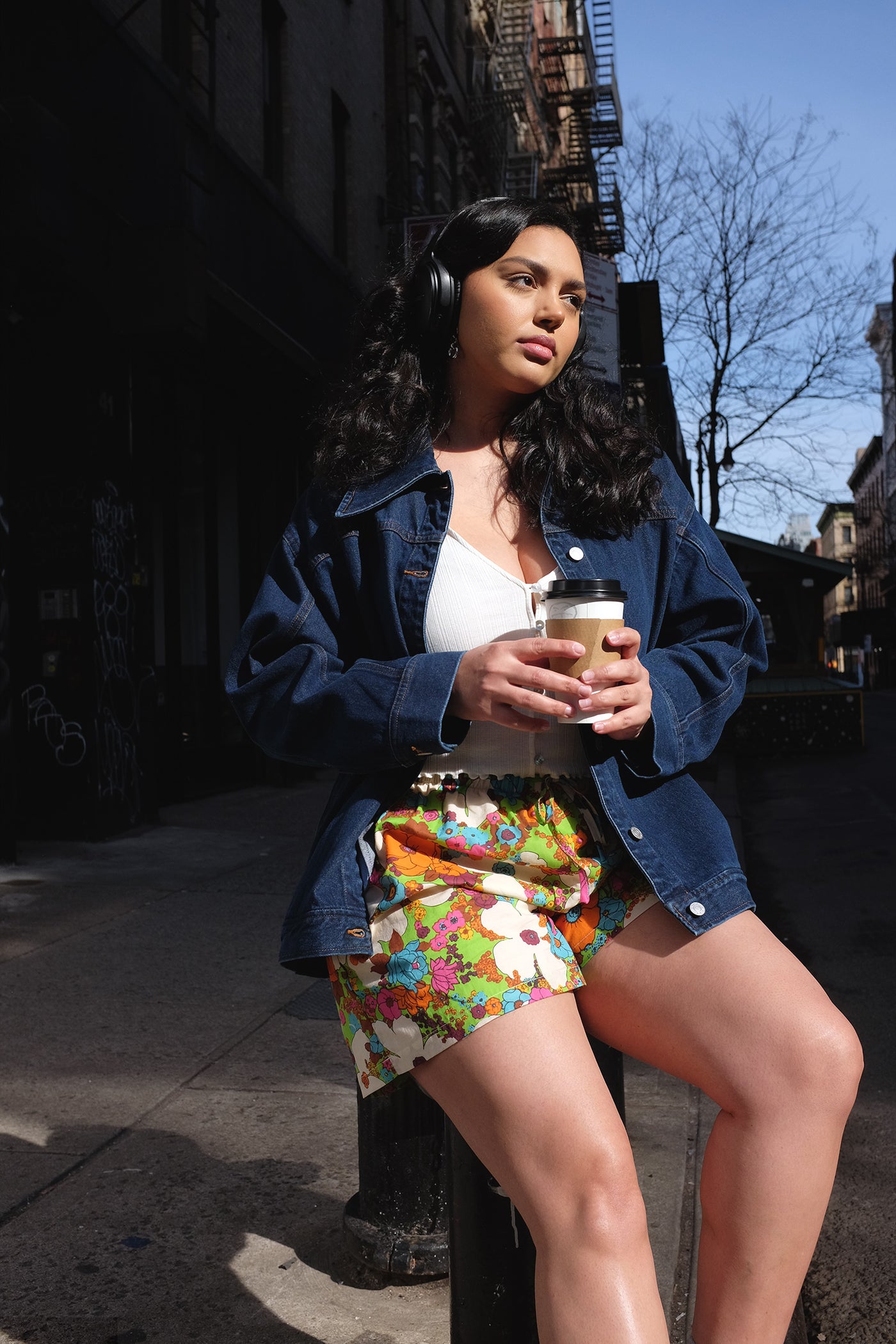 Windy Beach Short Acid Floral cotton drawstring short