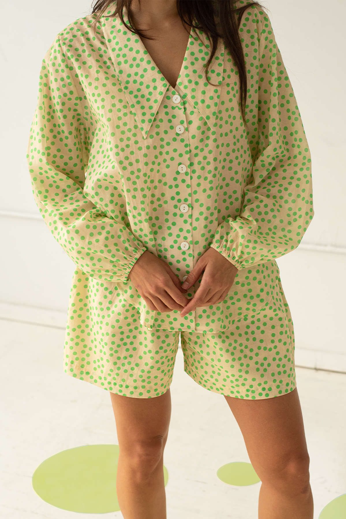 Windy Beach Shorts - Pistachio Dot