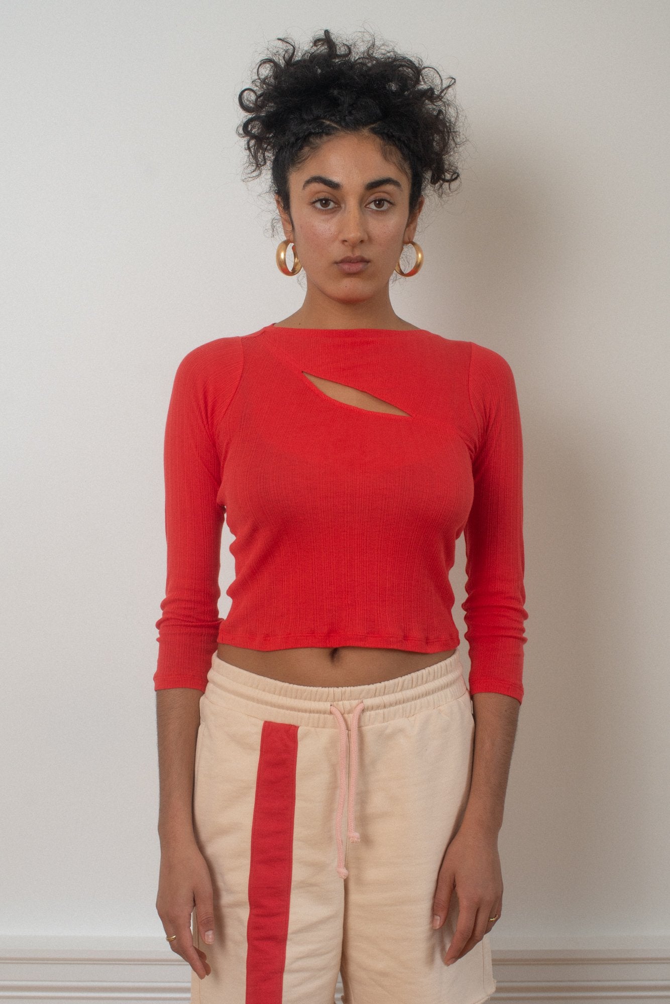 Long Sleeve Cut Out Top- Chili Pepper Tops WRAY 