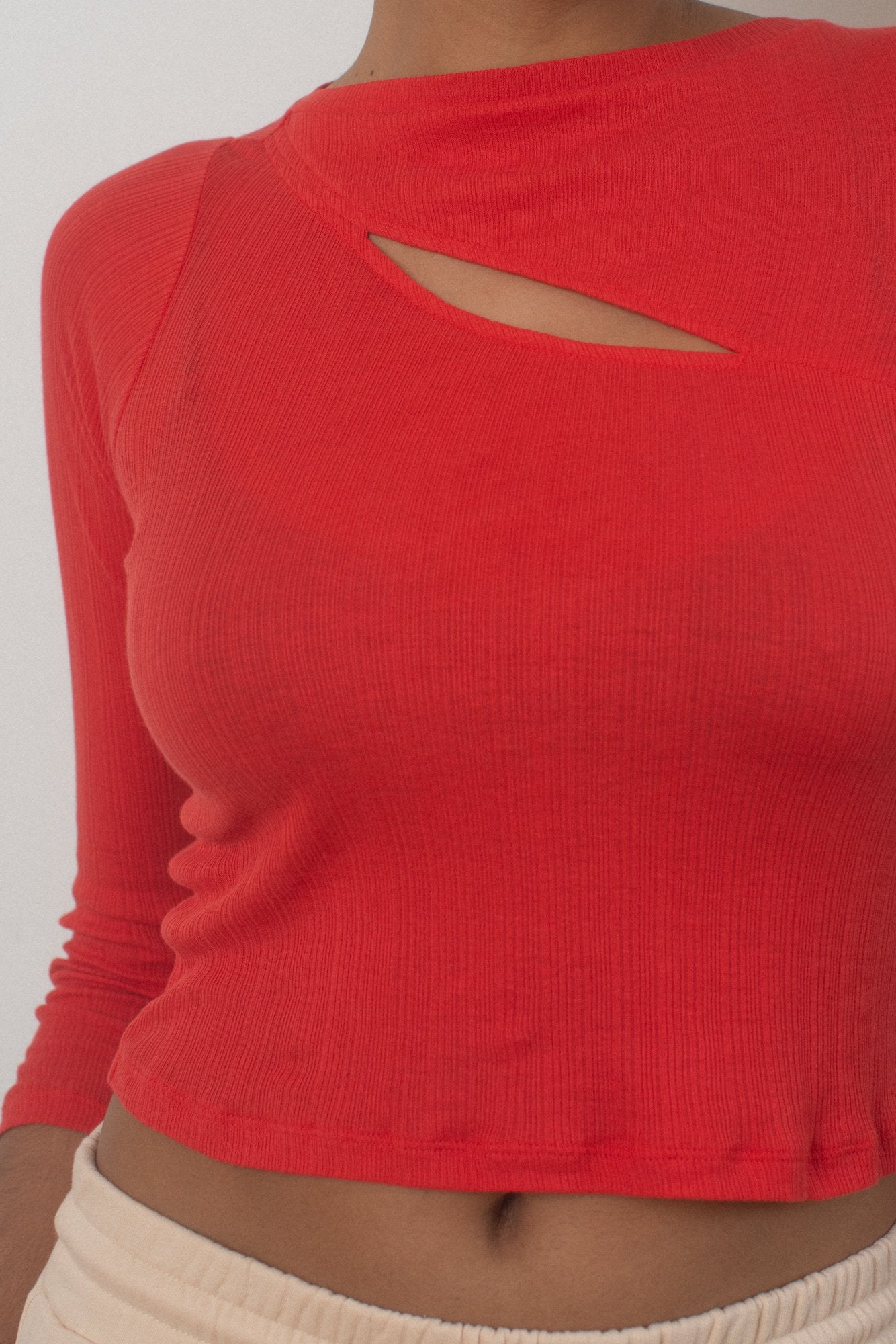 Long Sleeve Cut Out Top- Chili Pepper Tops WRAY 