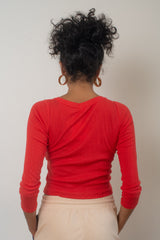 Long Sleeve Cut Out Top- Chili Pepper Tops WRAY 